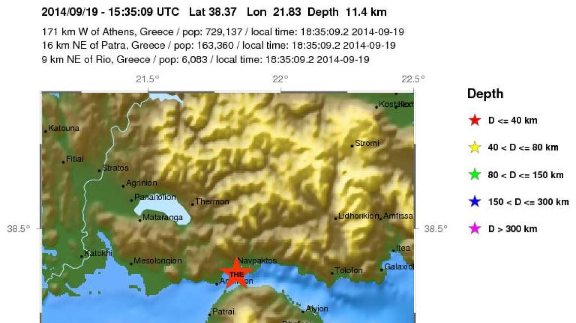 Σεισμική δόνηση 4 Ρίχτερ στη Ναύπακτο