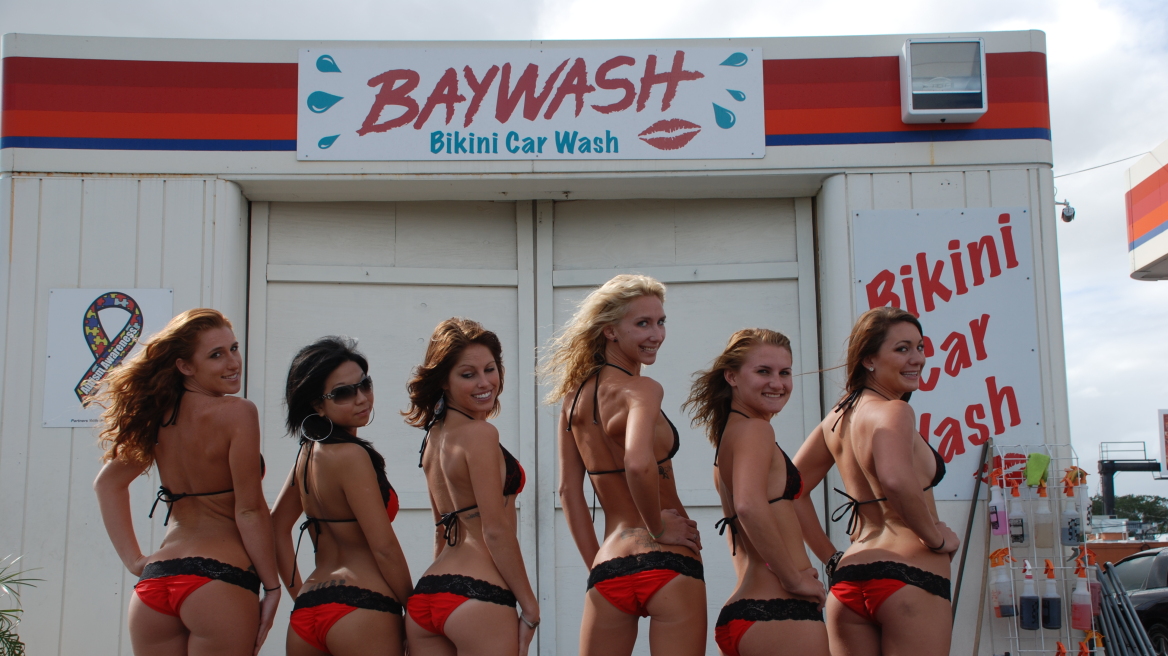 Baywash Car Wash: Bikini-clad Car Cleaning Services 