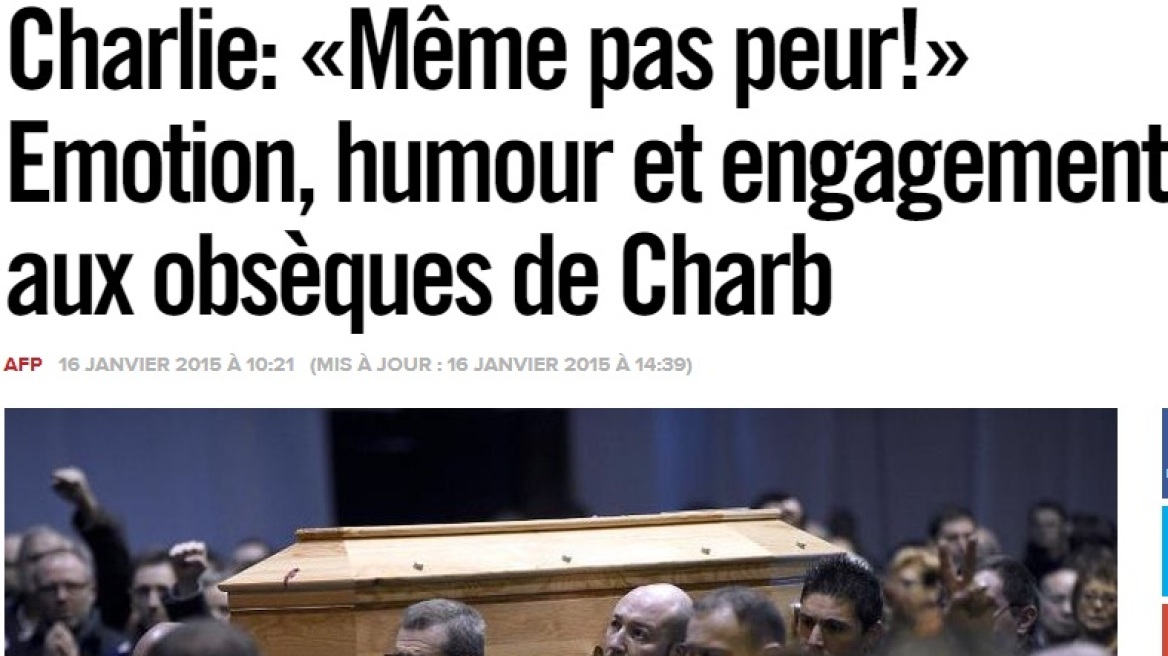 «Charlie Hebdo»: Το τελευταίο «αντίο» είπαν σήμερα οι γάλλοι πολίτες στον «Charb»