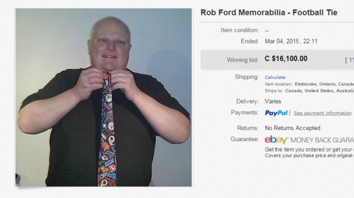 Ο πρώην δήμαρχος του Τορόντο ξαναχτυπά: 13.000 δολάρια για μια γραβάτα! 