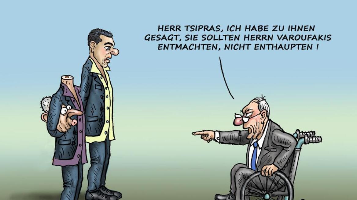 Γερμανία: Δημοσίευσαν σκίτσο με… αποκεφαλισμένο το Βαρουφάκη! 