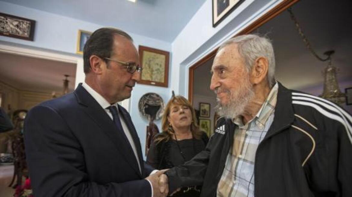 Ιστορική συνάντηση του Ολάντ με τον Ραούλ και τον Φιντέλ Κάστρο στην Αβάνα