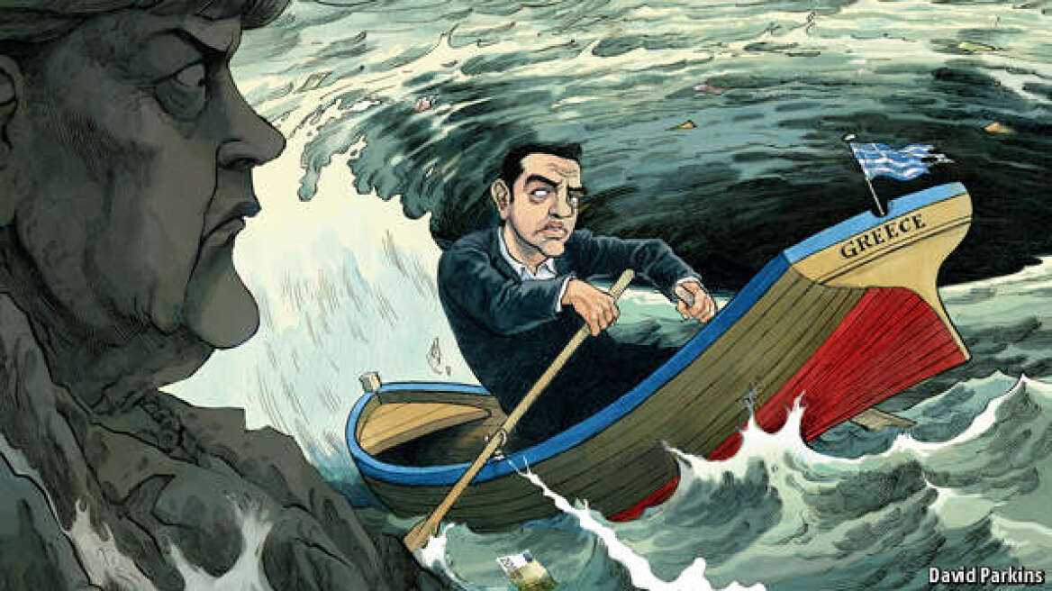 Σκίτσο: Ο Τσίπρας θαλασσοδέρνεται και η Μέρκελ τον κοιτά ως θυμωμένος Ποσειδώνας