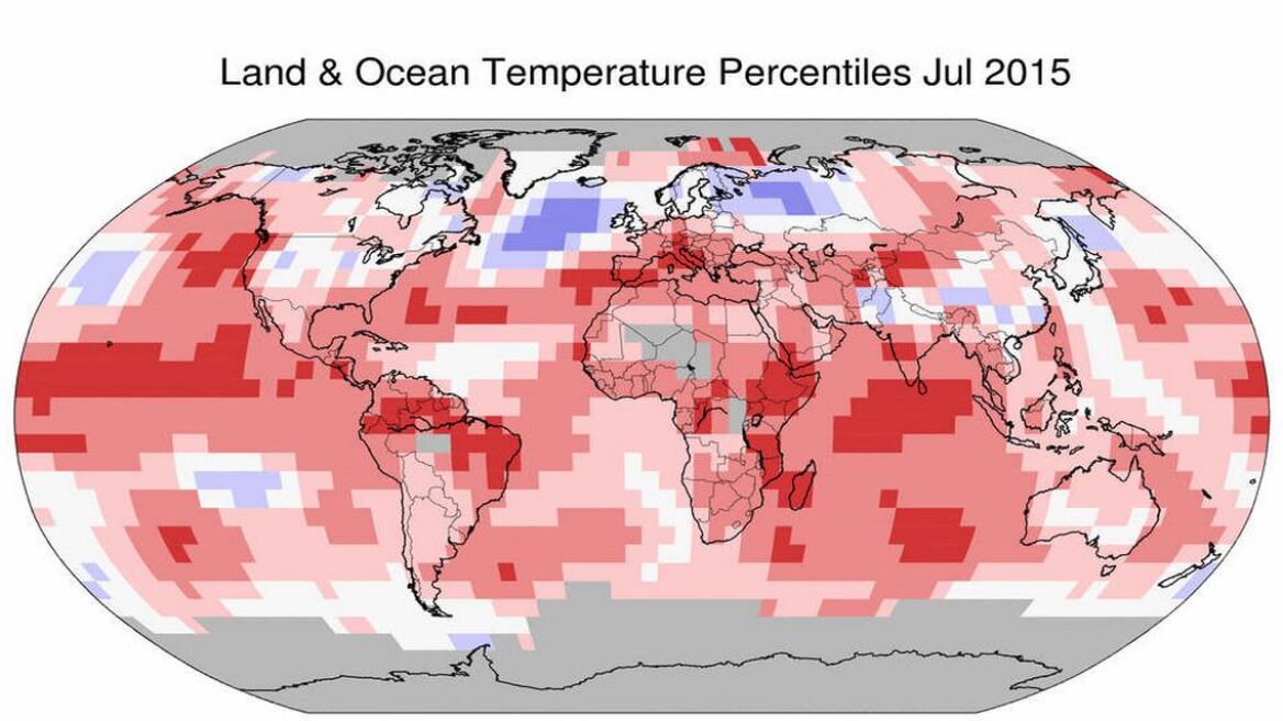Ο Ιούλιος του 2015 ήταν ο θερμότερος μήνας που καταγράφηκε ποτέ στη Γη