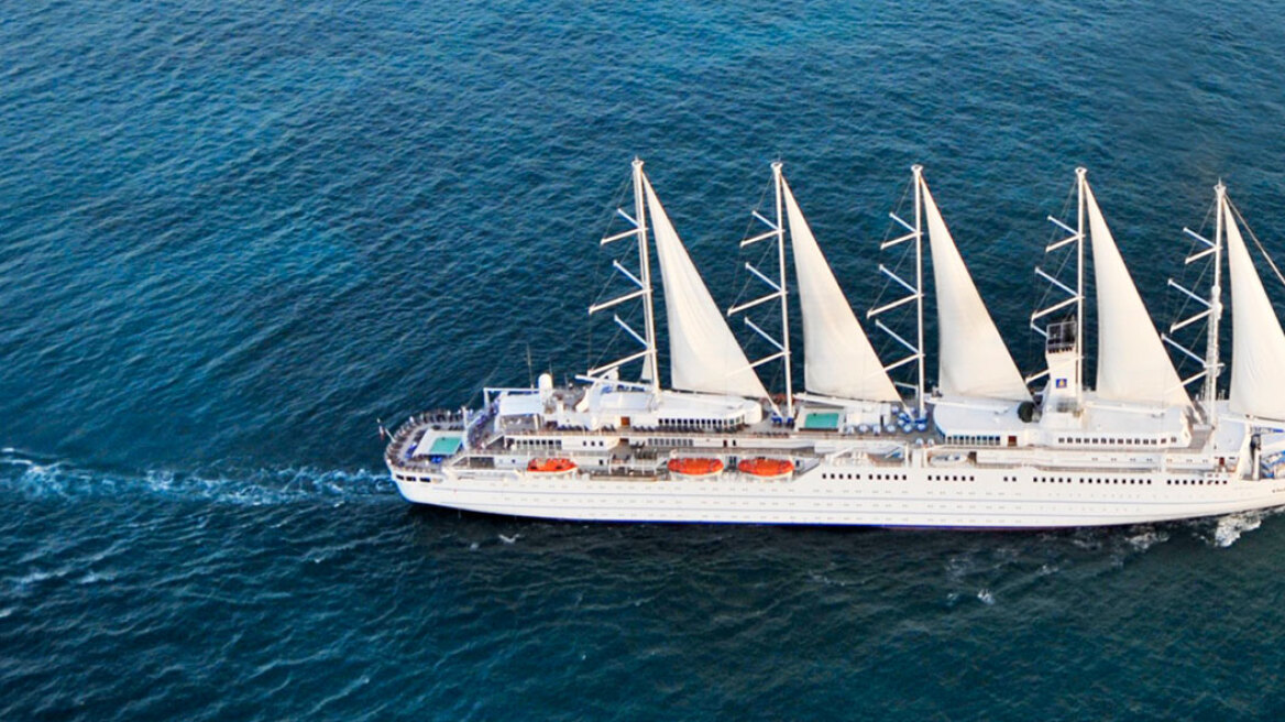 Largest sailing vessel in the world sails in Aegean Sea