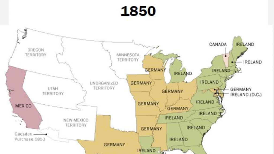 Δείτε τον άγνωστο χάρτη των ΗΠΑ ανάλογα με την καταγωγή των κατοίκων της - Τι ρόλο έπαιξαν οι Γερμανοί