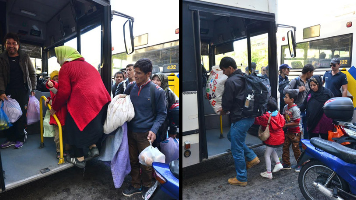 Από την πλατεία Βικτωρίας στο κλειστό του Γαλατσίου μεταφέρονται πρόσφυγες και μετανάστες