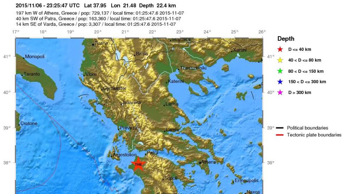 Σεισμός 3,9 Ρίχτερ μεταξύ Ηλείας και Αχαΐας