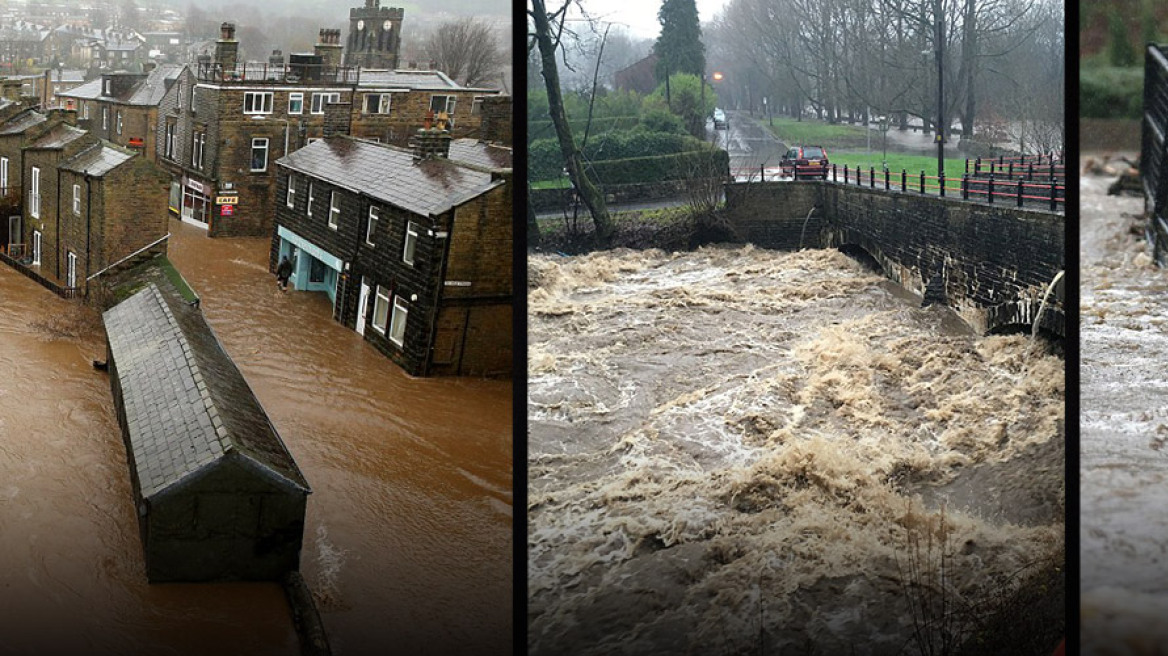 «Κόκκινος συναγερμός» στη βόρεια Αγγλία: Συγκλονιστικές φωτογραφίες από τις πλημμύρες