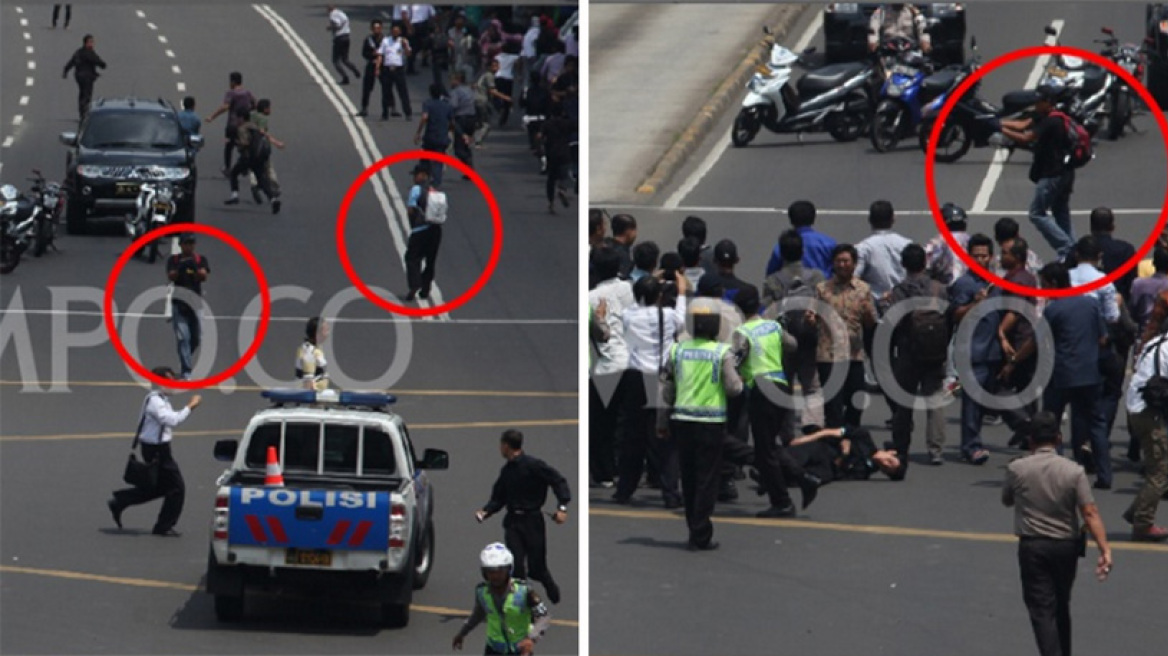 Καρέ - καρέ η επίθεση ενόπλων κατά αστυνομικών στην Τζακάρτα