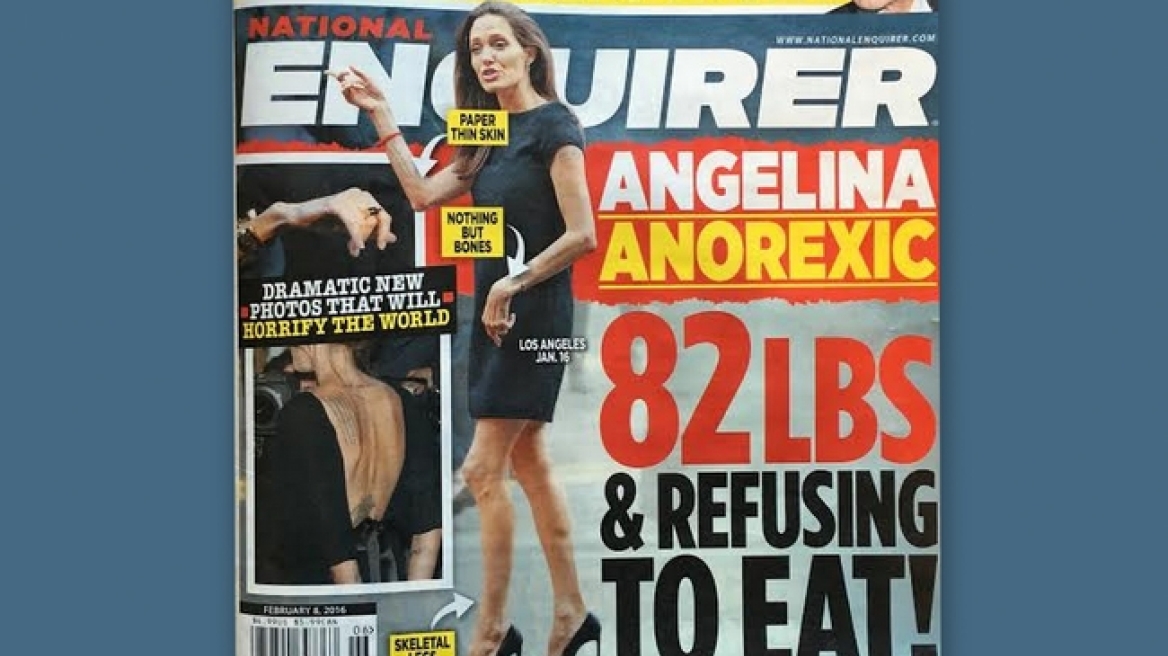 Νational Enquirer: Η Angelina Jolie ζυγίζει... 37 κιλά!