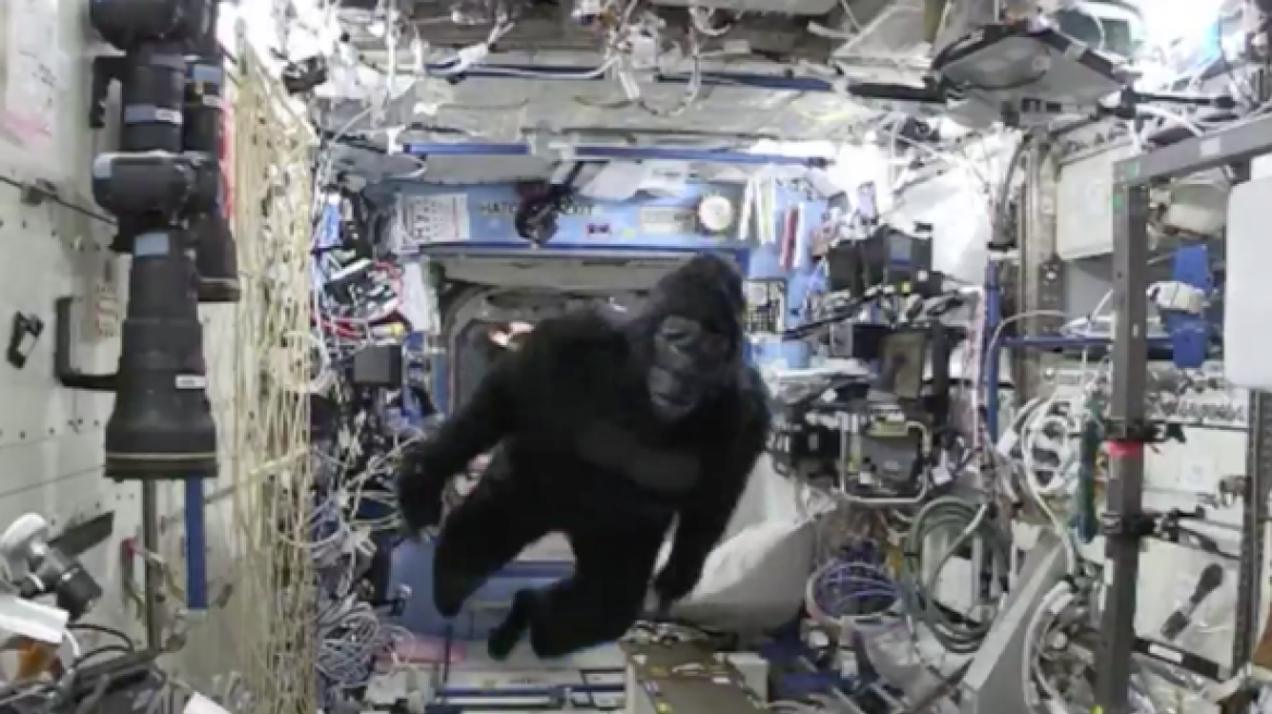 Βίντεο: Αστροναύτης ντύθηκε γορίλας και κυνηγούσε τον συνάδελφο του μέσα στον Διεθνή Διαστημικό Σταθμό!