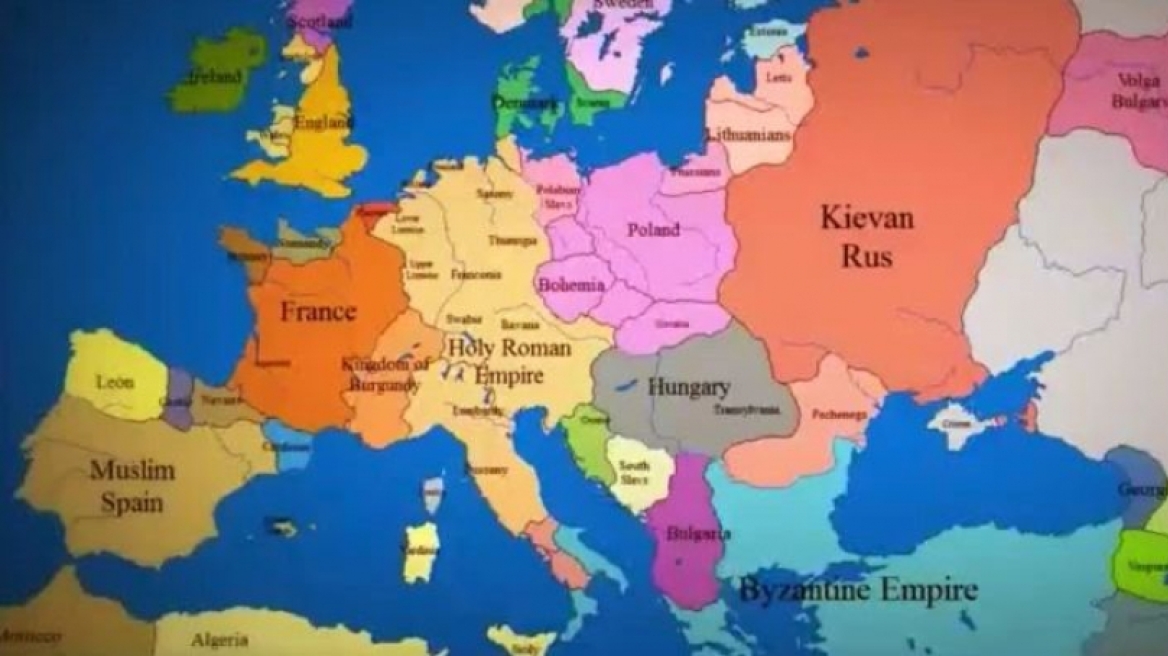 Πόσες φορές έχει αλλάξει μορφή ο χάρτης της Ευρώπης από το 1000 έως το 2003 μ.Χ.