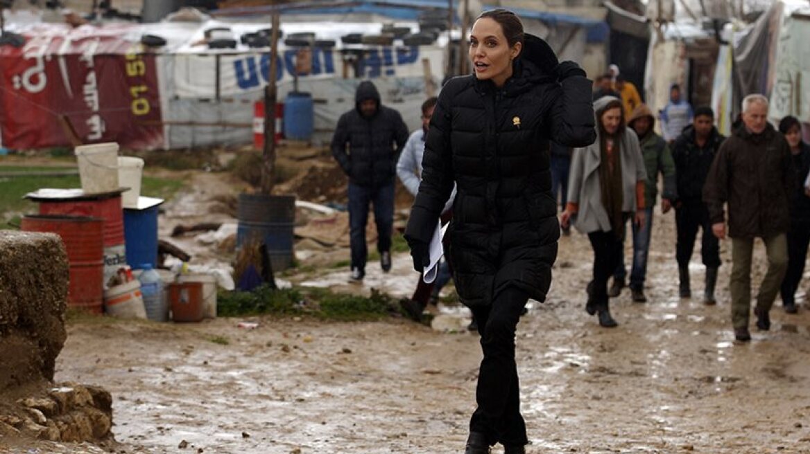 Angelina Jolie arrives in Athens