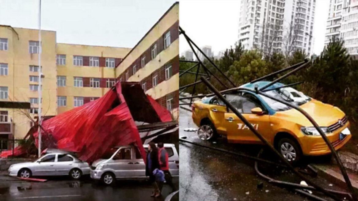 Συγκλονιστικές εικόνες κατά τη διάρκεια θύελλας σε κινεζική πόλη 