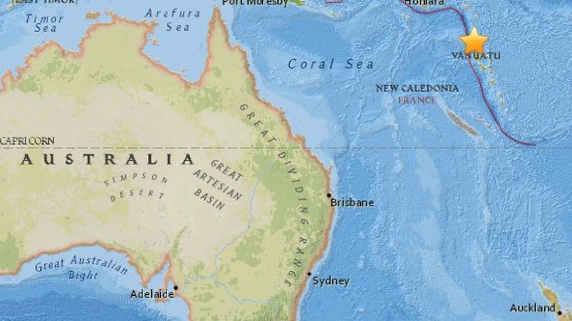 Σεισμός 6,9 Ρίχτερ βορειοδυτικά του Βανουάτου στον Ειρηνικό Ωκεανό