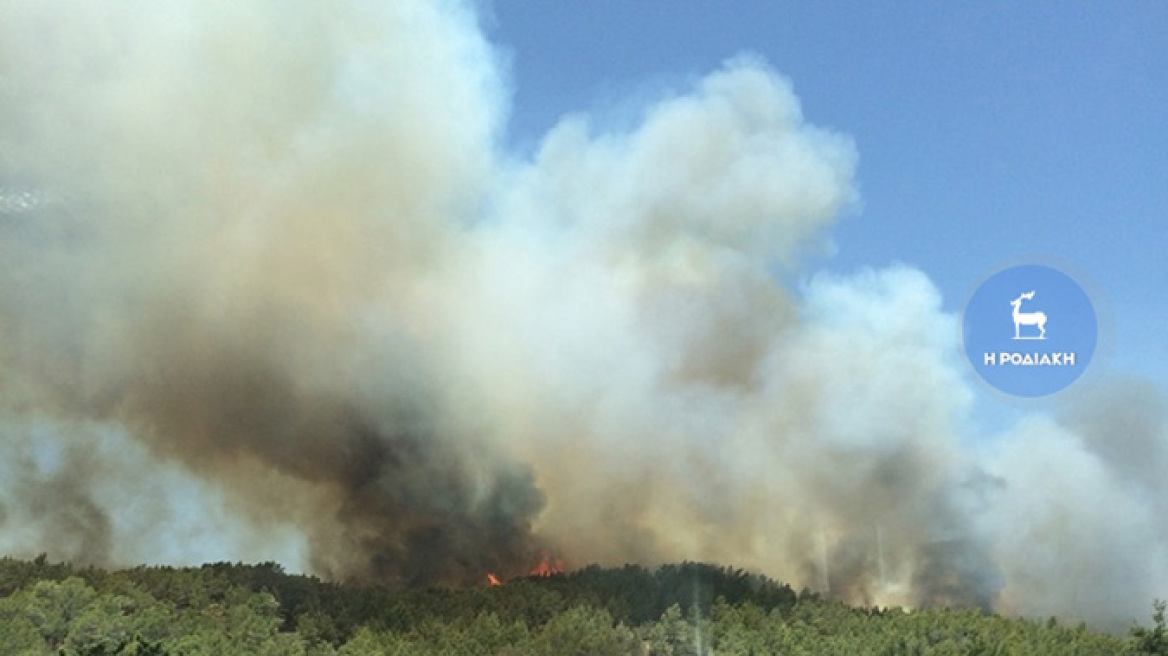 Ρόδος: Ανεξέλεγκτη η πυρκαγιά στην Απολακκιά - Εκκενώθηκε το χωριό 