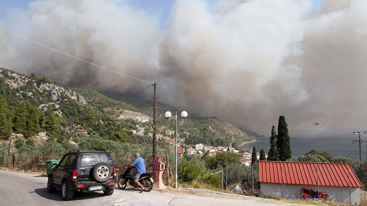 Euboea wildfire still threatens town (photos)