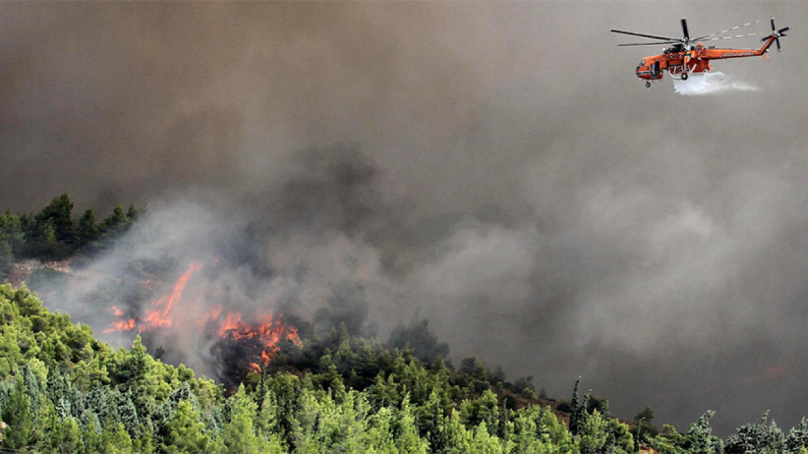 Εύβοια: Εκτός ελέγχου το μέτωπο της φωτιάς στη μονή Γαλατάκη