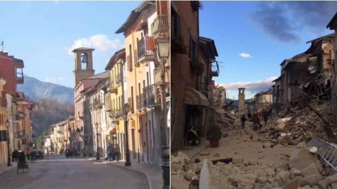 Before and photos of Italy earthquake show devastation (photos)