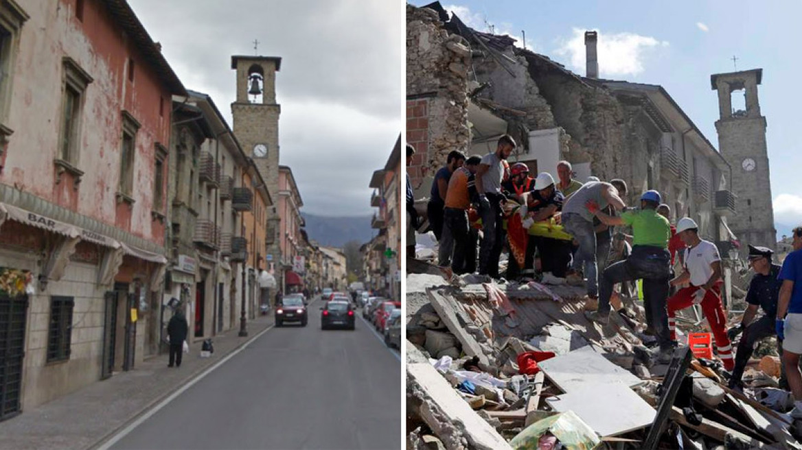 Σεισμός στην Ιταλία: Το πριν και το μετά τεσσάρων χωριών που ισοπεδώθηκαν 