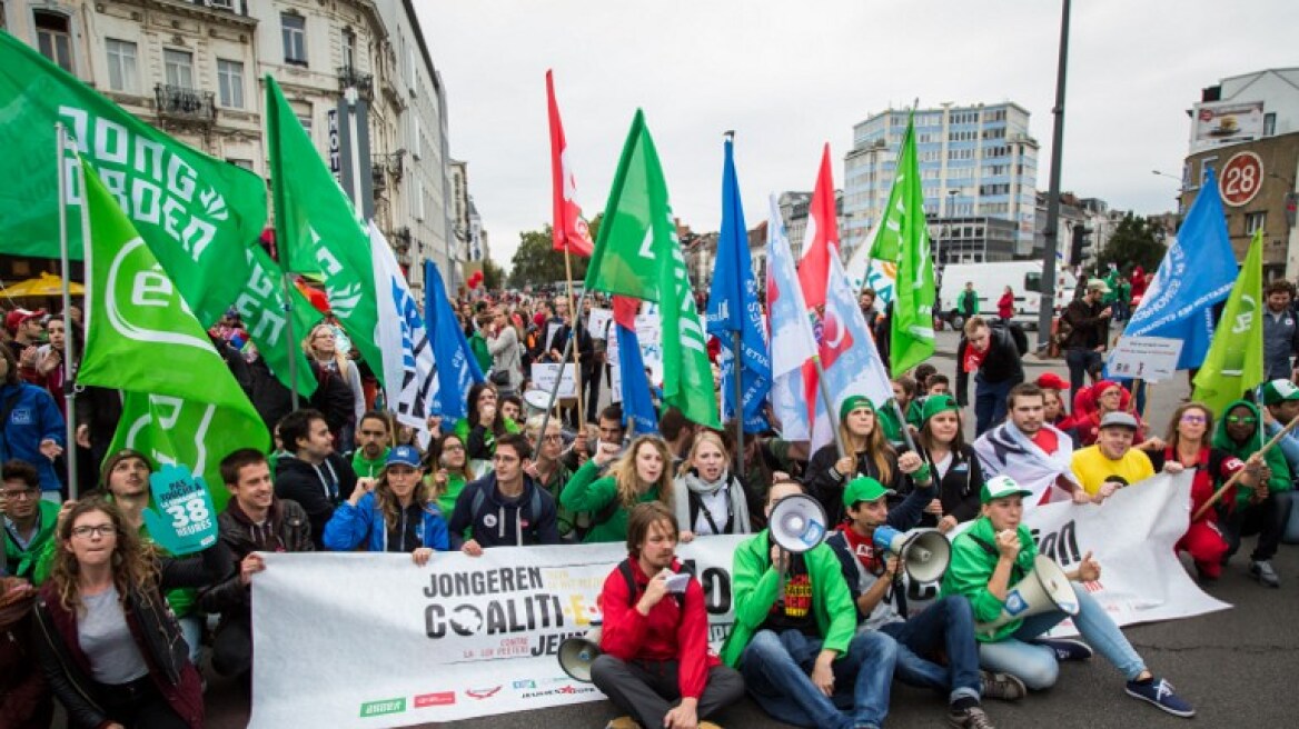 Βρυξέλλες: Μεγάλη διαδήλωση κατά των μέτρων λιτότητας που προωθεί η κυβέρνηση