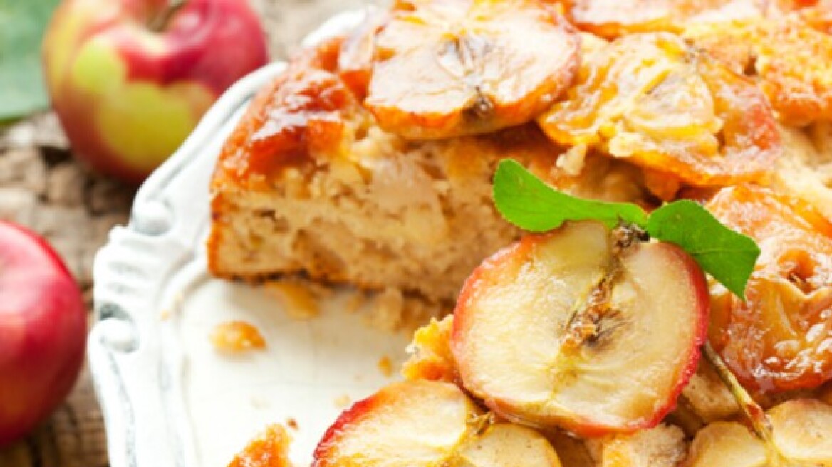Juicy, caramelised apple upside-down cake