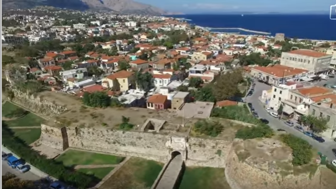 Beautiful aerial footage of Chios castle (video)