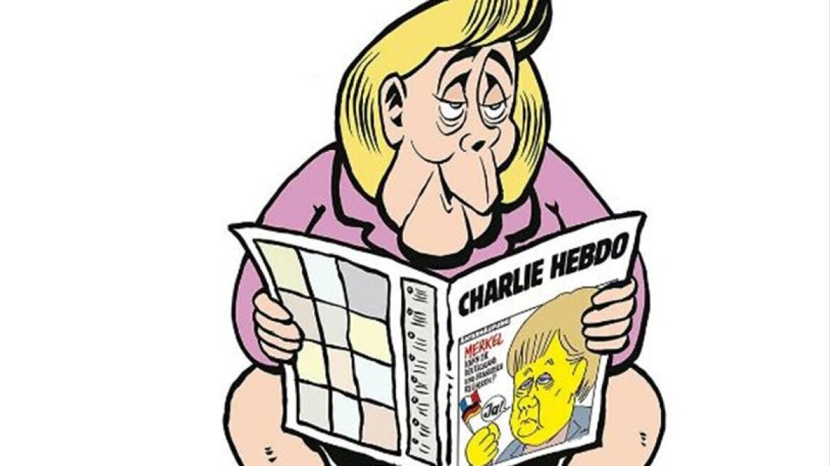 Merkel “sits” on a toilet in first German Charlie Hebdo edition