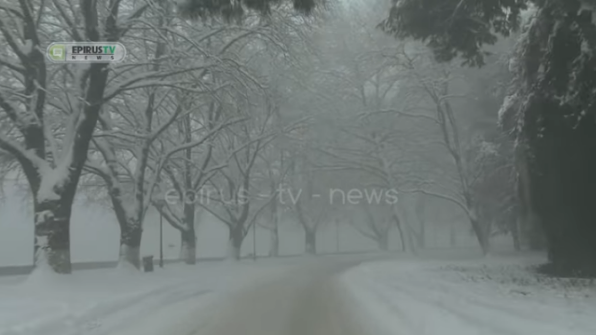 Γιάννενα: Δρόμοι-παγοδρόμια και κλειστά σχολεία ενώ το χιόνι συνεχίζει να πέφτει