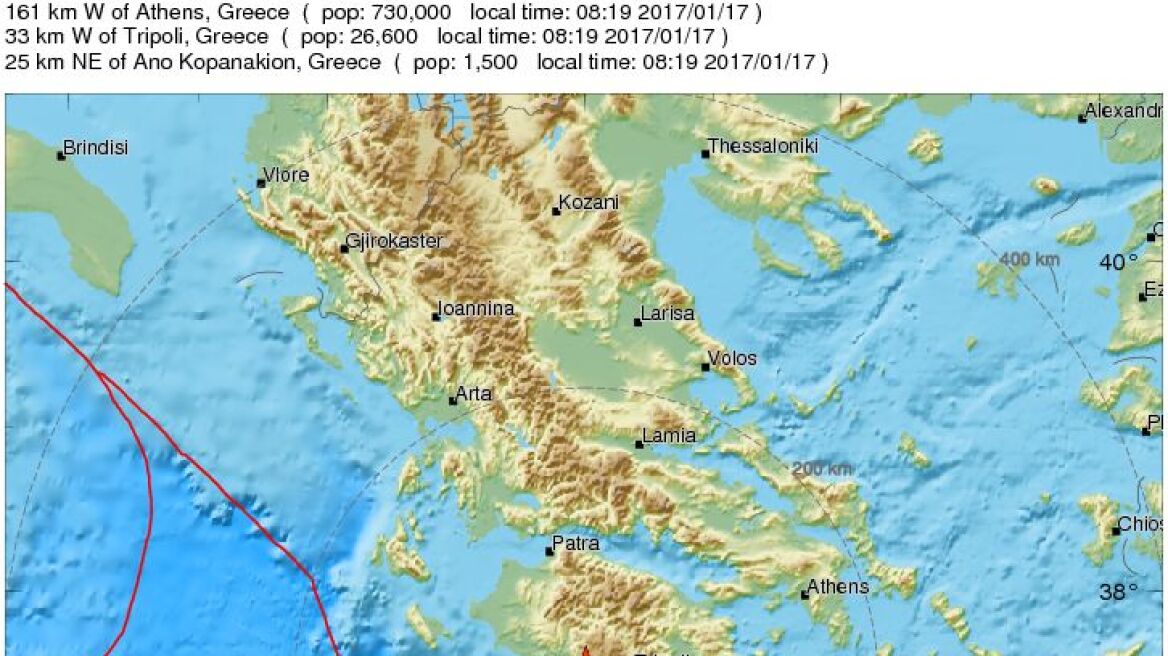 Σεισμός 3,8 Ρίχτερ ανάμεσα από Ανδρίτσαινα και Μεγαλόπολη 