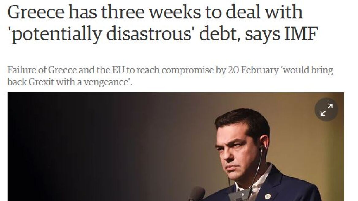 Guardian: Η Ελλάδα έχει τρεις εβδομάδες να αντιμετωπίσει το «πιθανά καταστροφικό» χρέος
