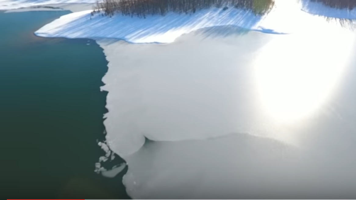 Βίντεο: Η παγωμένη λίμνη Πλαστήρα από ψηλά