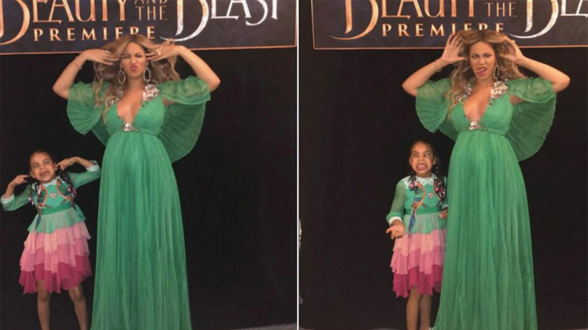 Η εγκυμονούσα Beyonce κάνει γκριμάτσες με την κόρη της 