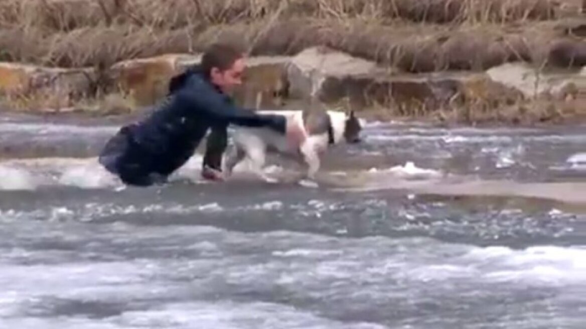  Έκανε βουτιά σε παγωμένη λίμνη για να σώσει τον σκύλο του! (vid)