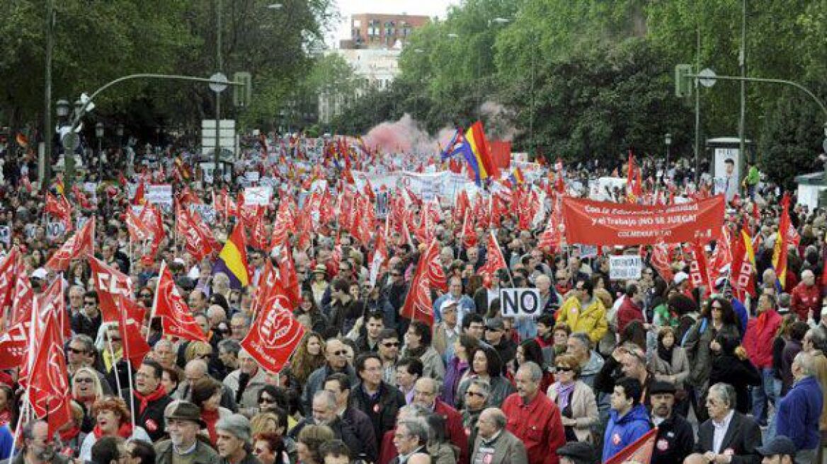Βίντεο: Μαζικές διαδηλώσεις στη Μαδρίτη για την εργατική Πρωτομαγιά