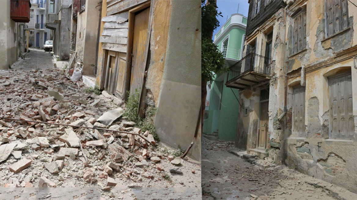 Ισοπεδώθηκε το χωριό Βρίσα- Ζημιές σε πολλά κτίρια σε Μυτιλήνη και Πλωμάρι