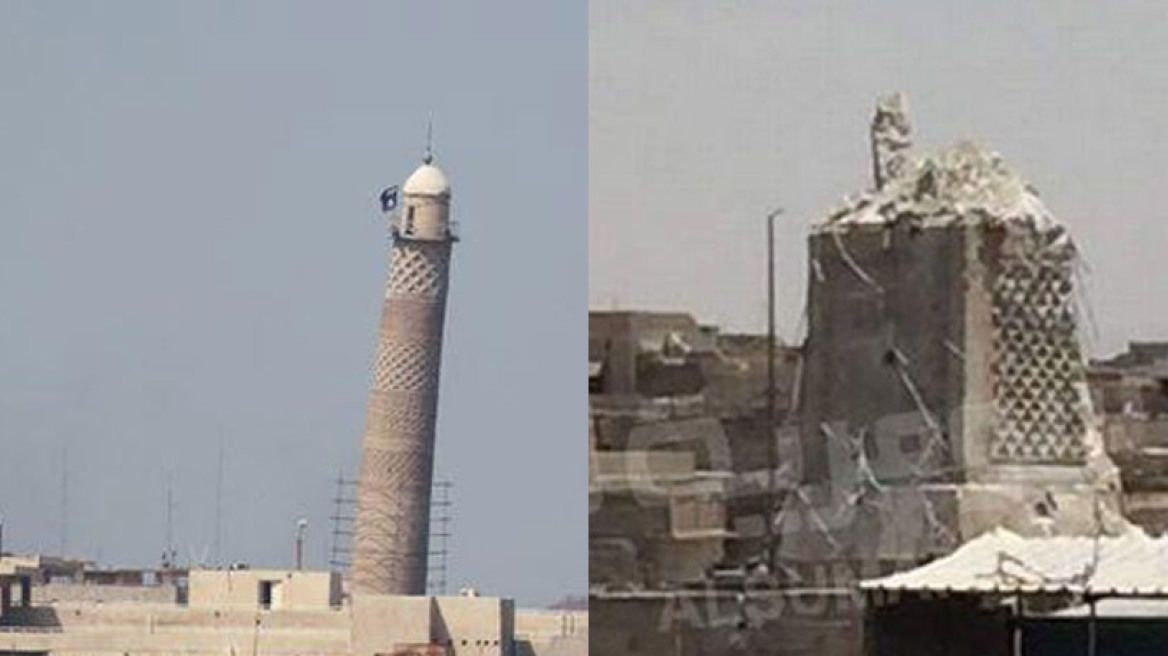 Φωτογραφίες: Το εμβληματικό τέμενος της Μοσούλης πριν και μετά τον βομβαρδισμό