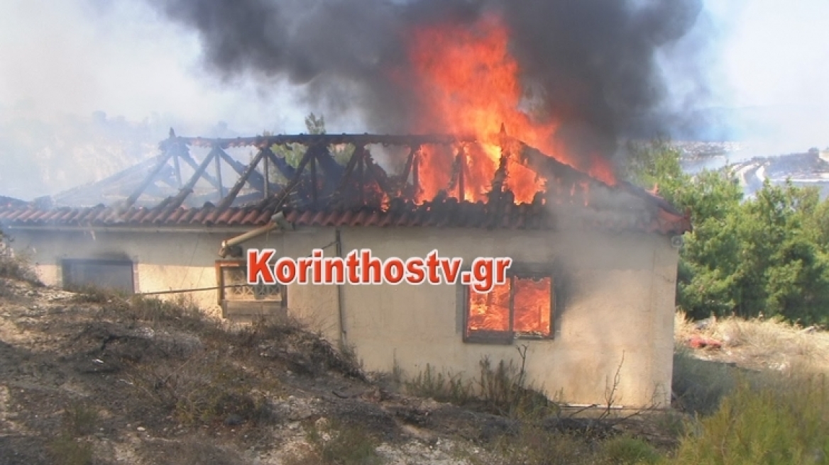 Κάηκαν σπίτια στο Ζευγολατιό Κορινθίας: Τρεις πυροσβέστες τραυματίες
