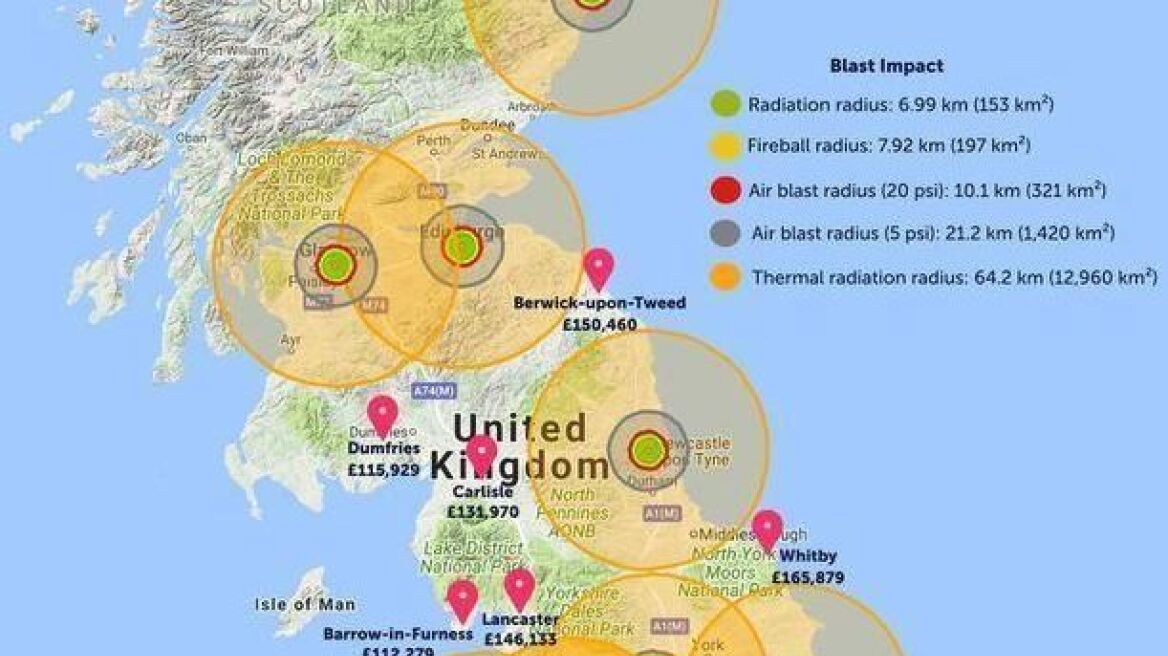  UK estate agent publishes bizarre map showing safest places to live outside of ‘nuclear impact zone’