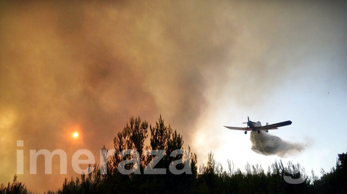 Ζάκυνθος: Η φωτιά απειλεί το χωριό Κοιλιωμένος