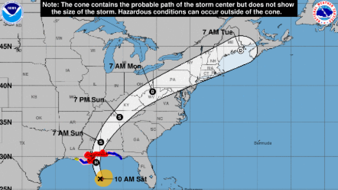 Ο «Νέιτ» αναμένεται να χτυπήσει τις ΗΠΑ ως τυφώνας κατηγορίας 2 