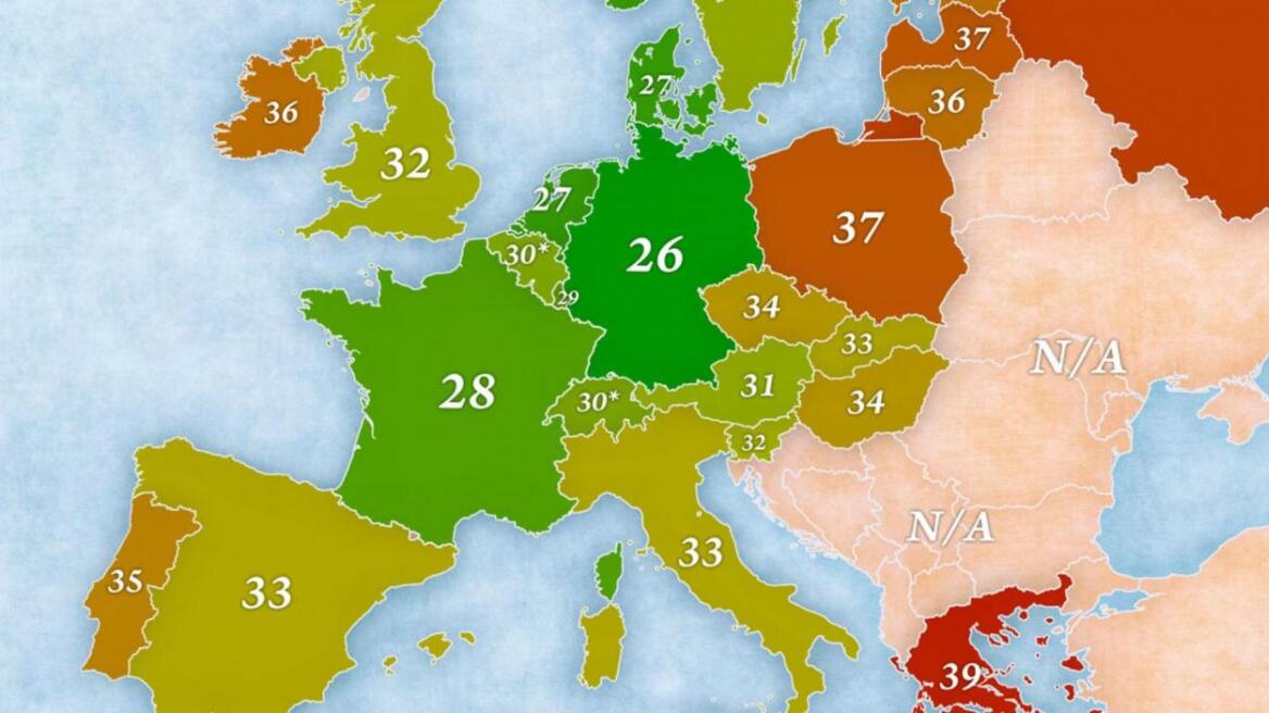 Χάρτης με... ανατροπές: Πόσο δουλεύουν οι Ευρωπαίοι, πόσο οι Ελληνες