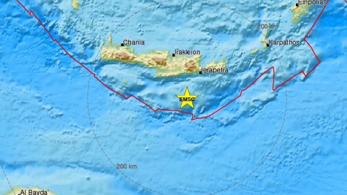 Σεισμική δόνηση 3,8 Ρίχτερ νότια της Κρήτης