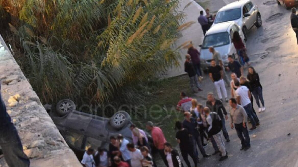 Κρήτη: Κινηματογραφική πτώση ενός τζιπ από γέφυρα στην Εθνική οδό!