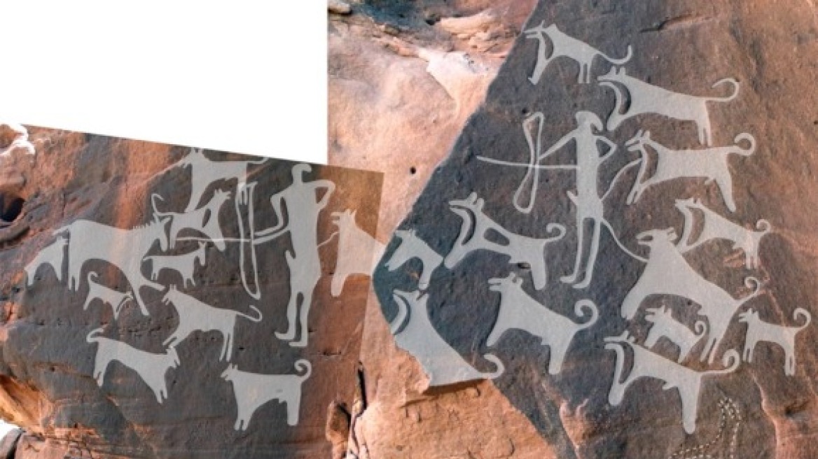 Ανακαλύφθηκαν βραχογραφίες σκύλων που φορούν και λουρί, ηλικίας 8.000 ετών