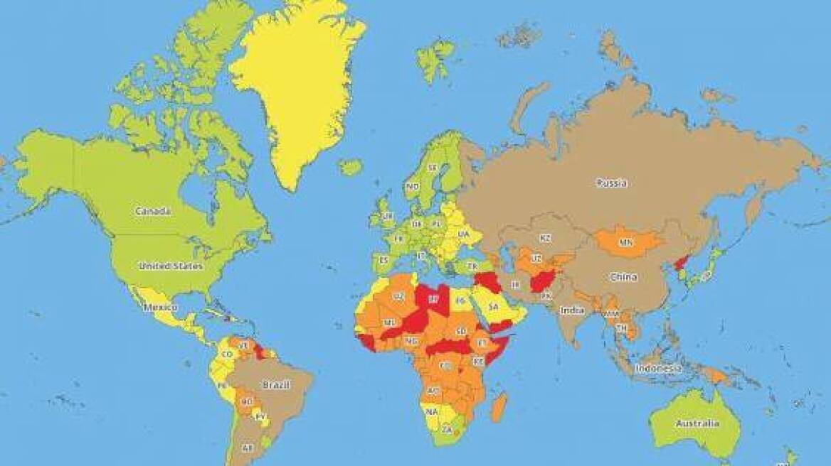 A map of the most dangerous countries in the world (MAPS)