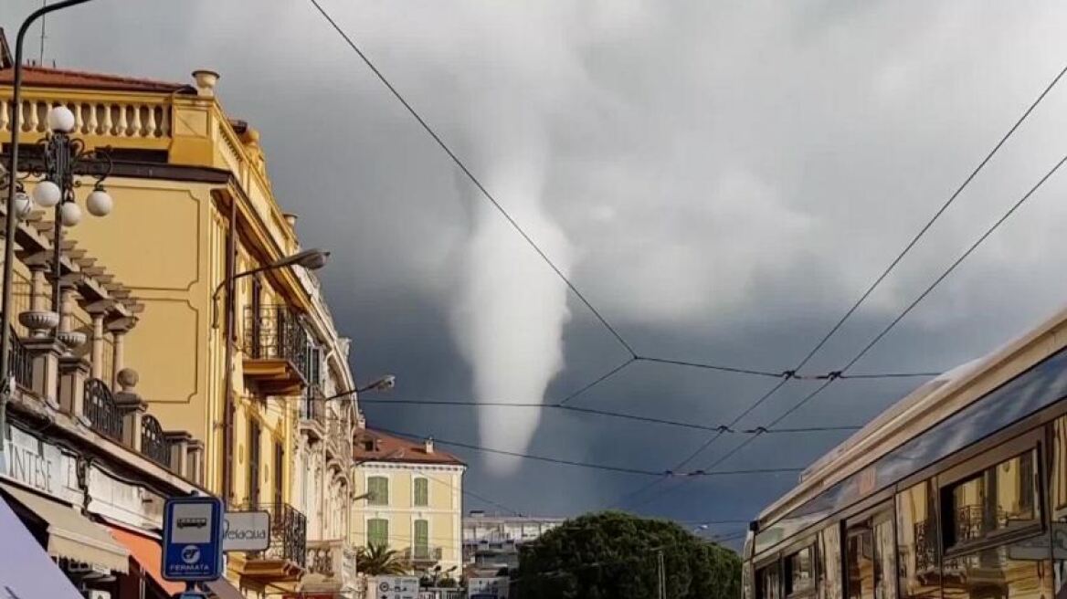 Εντυπωσιακά βίντεο του τεράστιου θαλάσσιου σίφουνα που «σάρωσε» το Σαν Ρεμο