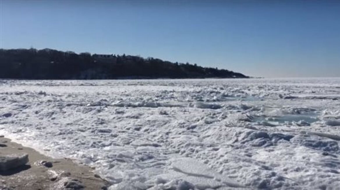 Amazing video of frozen Atlantic Ocean! (video)