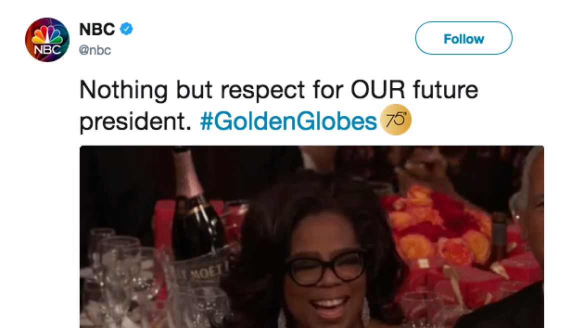 NBC deletes tweet praising Oprah Winfrey as next US President